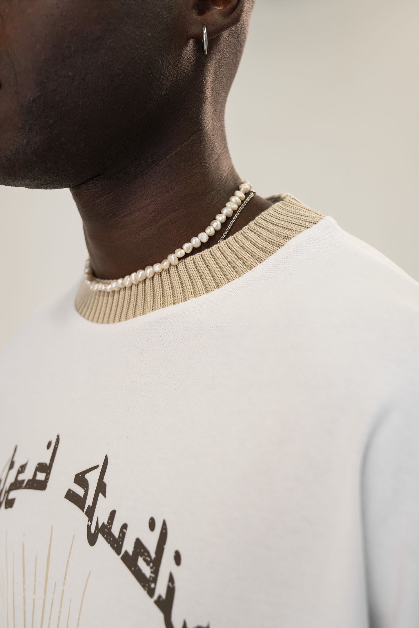 KNIT COLLAR T-SHIRT